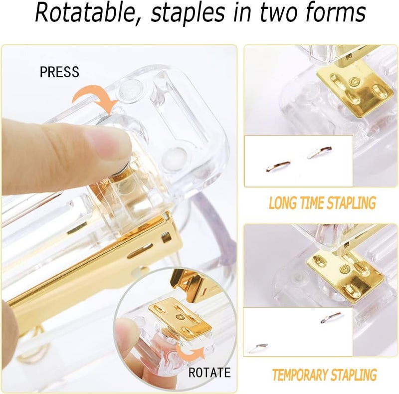 Famassi Gold Desk Accessories, Acrylic Stapler, Staple Remover, Tape Holder, Pen Holder, Ballpoint Pen, Scissor, Binder Clips, 1000pcs Staples, Phone Holder, Ruler, Transparent Glue and 300 Notes - Image 3